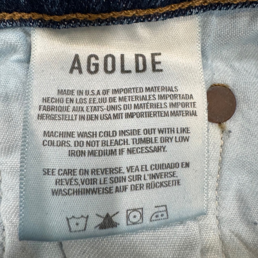 AGOLDE Nico High Rise Jeans Womens Size 29 Blue Button Fly Distressed Cropped - Picture 6 of 7